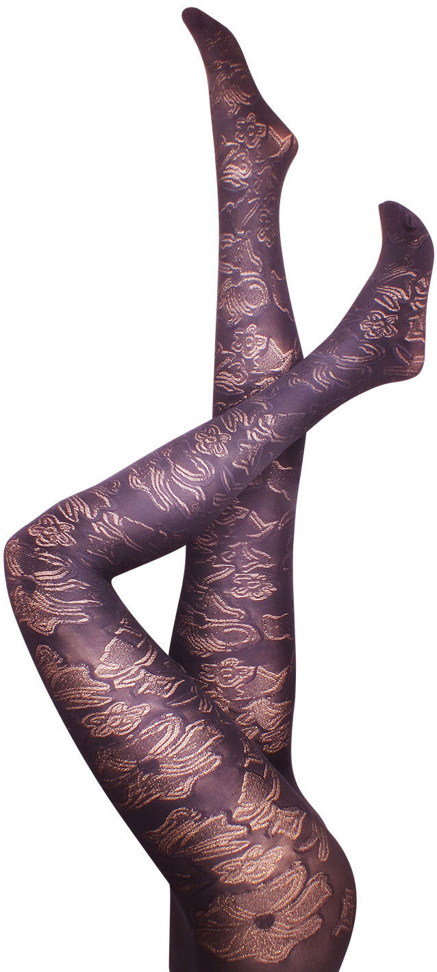 Hibiscus Black Tights